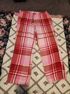 Victoria's Secret PINK Plaid Wide Leg Sleep Pants Size Large
